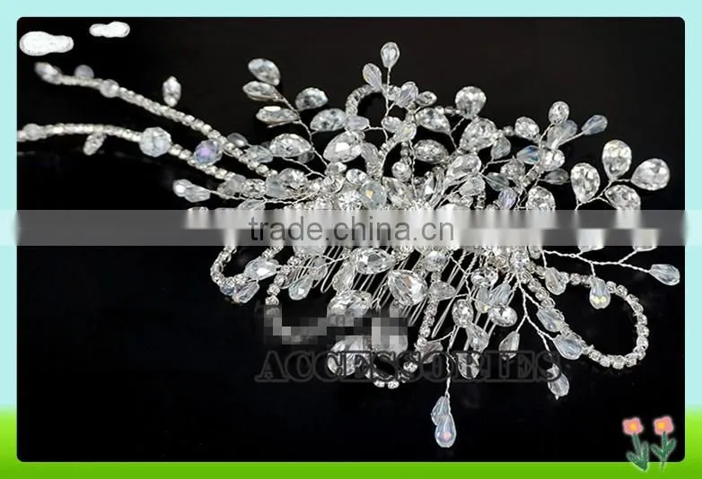 2016 Wholesale bling bling crystal haircomb for bridal,decorative haircomb