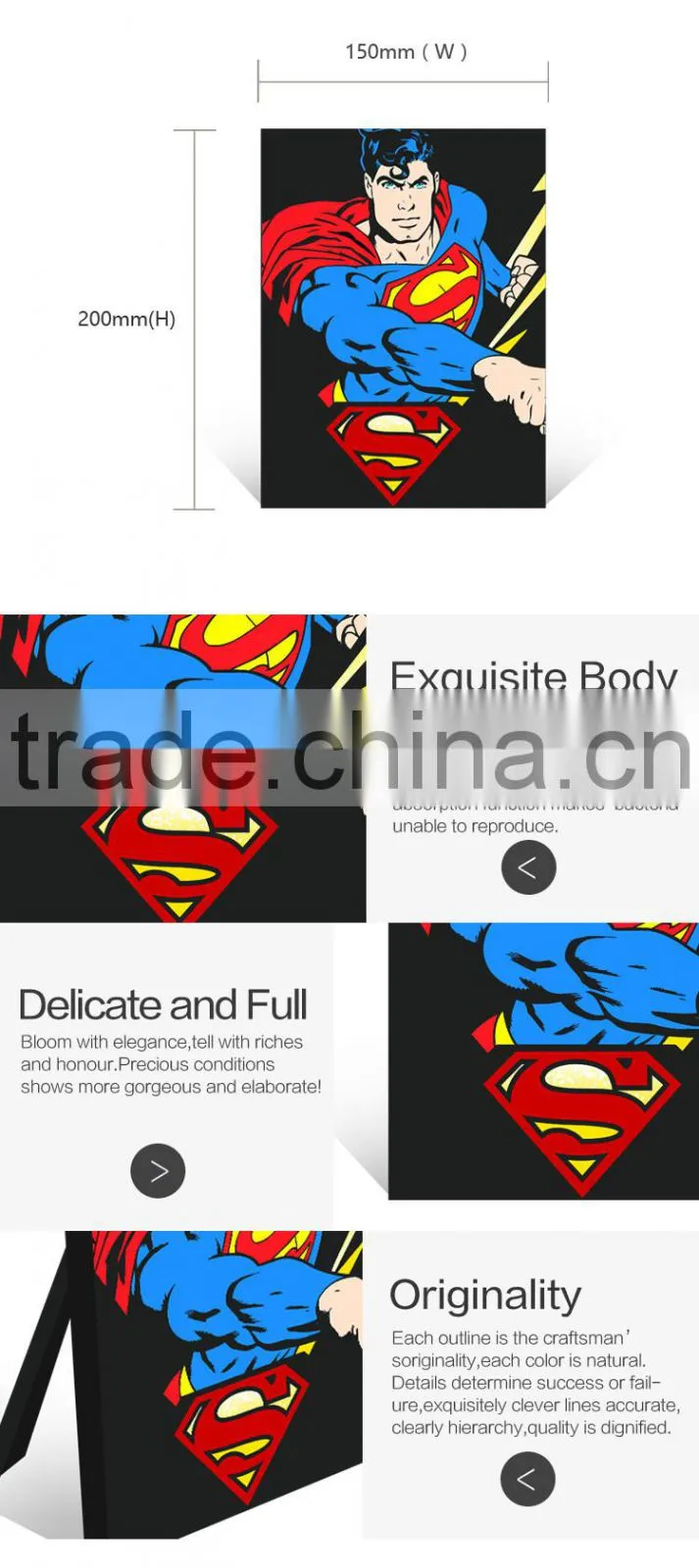 Wholesale famous TV and Movie character Superman square art minds crafts