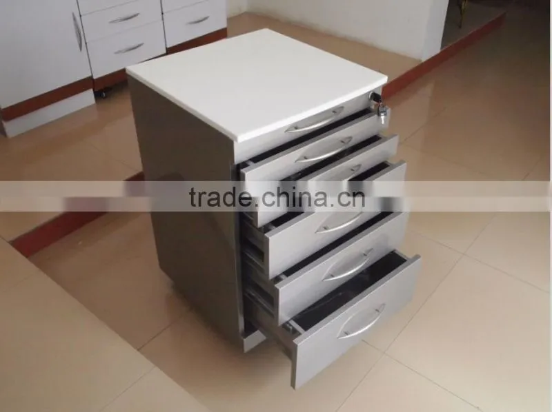 Stainless steel dental cabinet with drawers, medical trolley