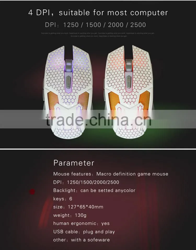 Colorful LED backlits gaming mice mouse_Macro setting 3500 DPI game mouse