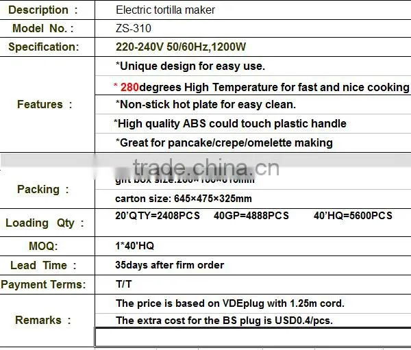 ZS-310 Indian Roti Maker For Household