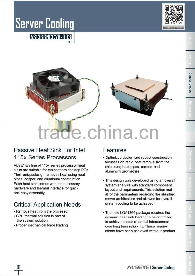 Alseye manufacturer BA0301 cpu server cooling low power htpc