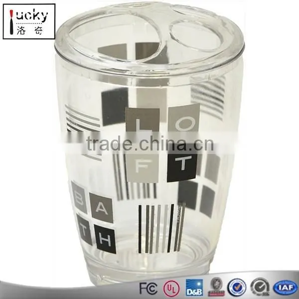 Clear Acrylic Printed Toothbrush and Toothpaste Holder