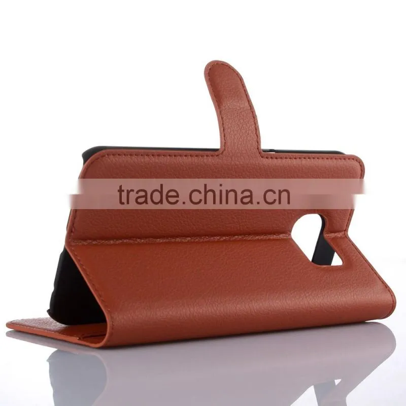 Factory Price Lichee Leather Pouch Wallet Case Folio Stand Cover for Samsung GALAXY S7 Plus
