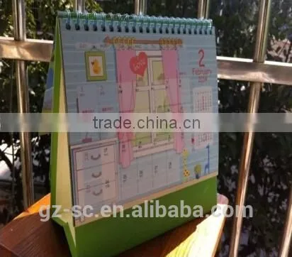 Colorful printable and custom shapeTable calendar 2014