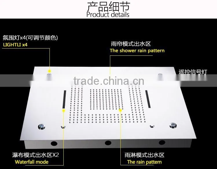 LABRAZE LE800600 shower panel with LED light and cold and hot water faucet