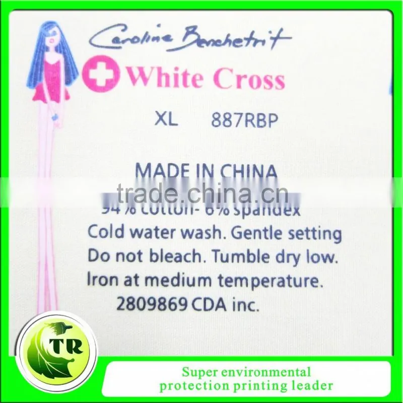 PET silicone heat transfer care label for clothing
