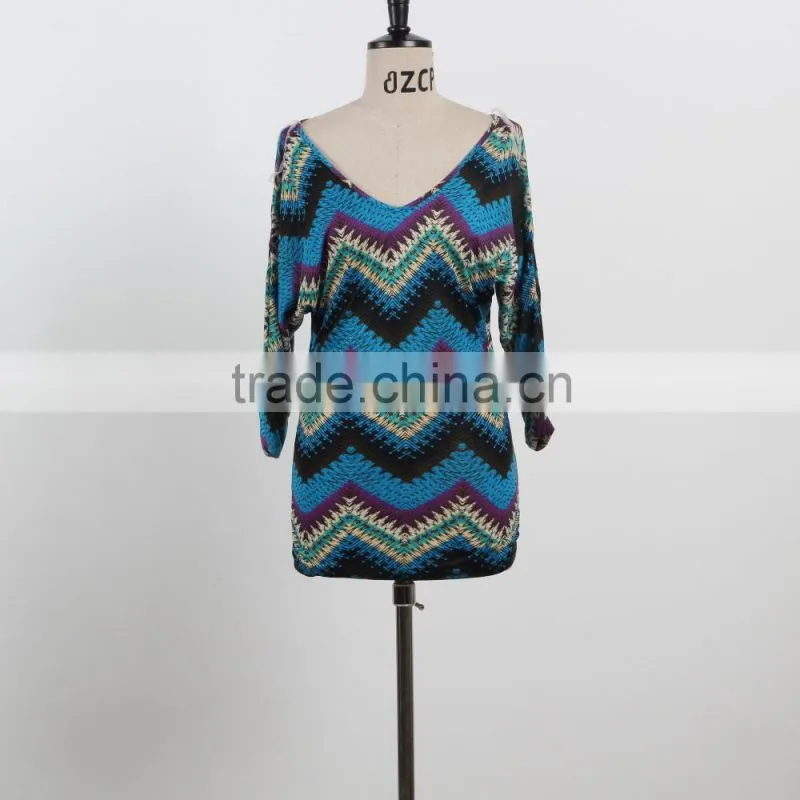 2016 summer dress for mature woman sexy v neck dress batwing sleeve custom design