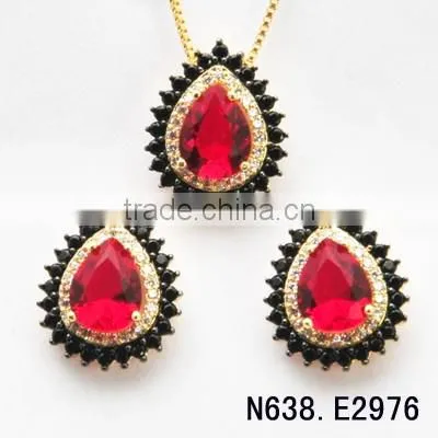 Newest White Gold Plating 2016 Christmas Jewellery Women Necklace Gemstone Jewelry Set