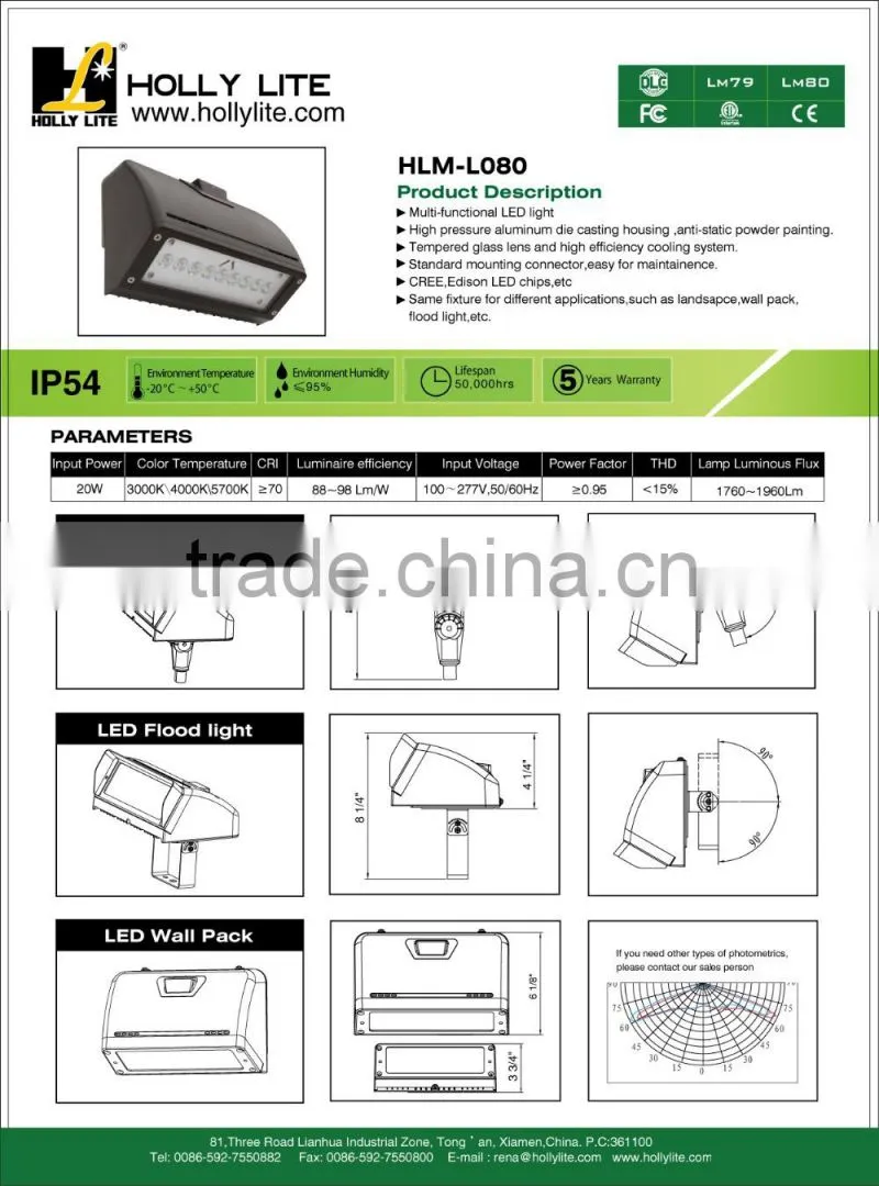 Smart LED wall pack dimmable and with microwave sensor