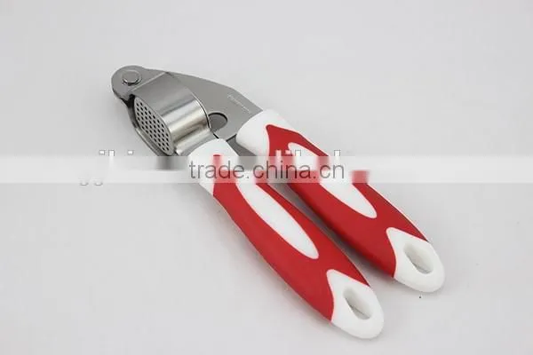 Fruit & vegetable tool stainless steel garlic press with plastic handle
