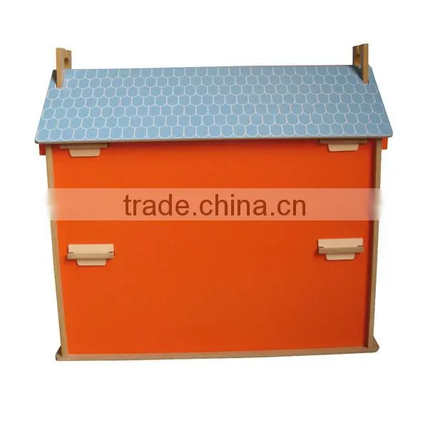 pink hot sale two storied wooden dollhouse toys