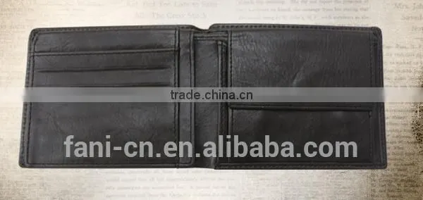 Plain line and multi card holder design leather wallets for men with coin pocket