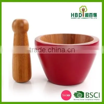 Hot new products for 2016 varnished Natural bamboo Mortar And Pestle,Cheap Mortar And Pestle,Kitchen Mortar And Pestle Set