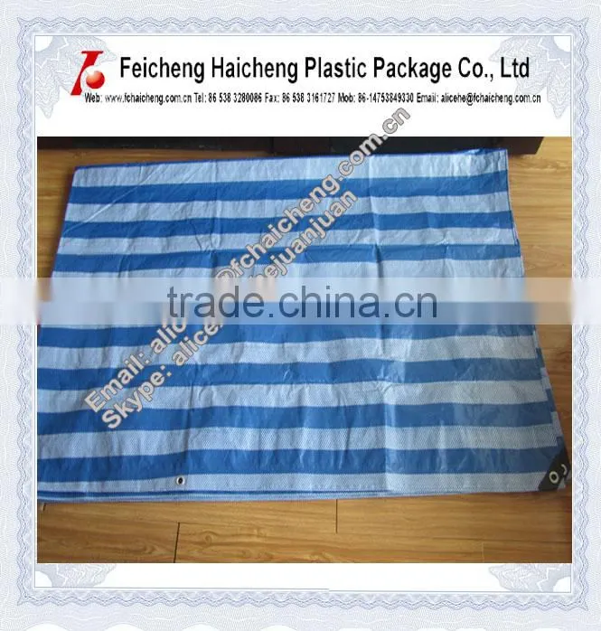 strong, durable and economical blue& white stripes pe/hdpe tarps/ tarpaulin woven fabric sheet