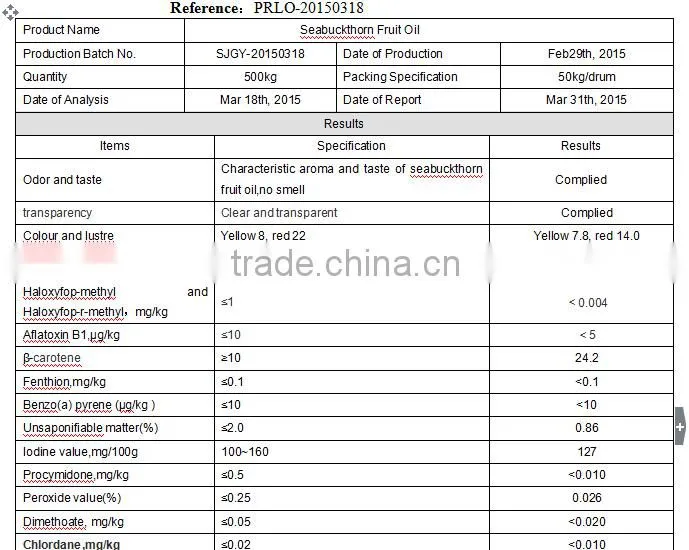 High Quality Pure Natural Improve Immunity Seabuckthorn Fruit Oil Healthcare Medical CQ2 Super Critical Extract