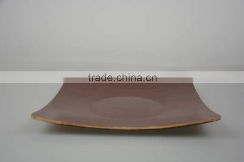 Bauble Red Brown Color China Square Shape Elegance Tea Pastries Gift Square Wooden Dinner Plate