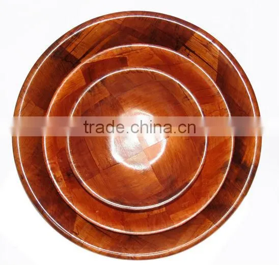 Bamboo Wooven Set of 3 round salad dinner bowls