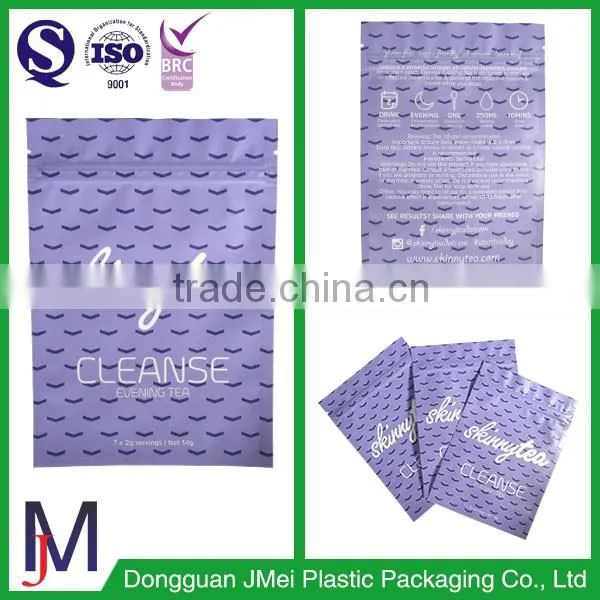 3 side seal bags with tear notches for coffee tea snack food packaging