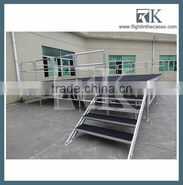 factory price aluminum portable stage for sale with guard rails and stair