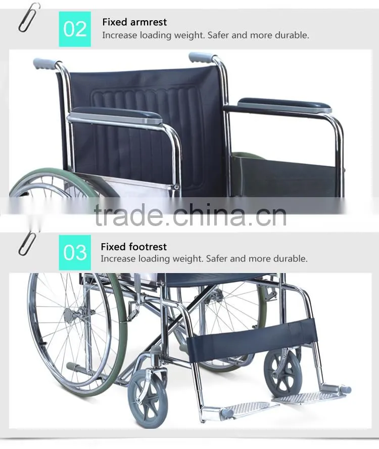 Top Sale Cheap Chromed Steel Manual Wheelchair with High Quality