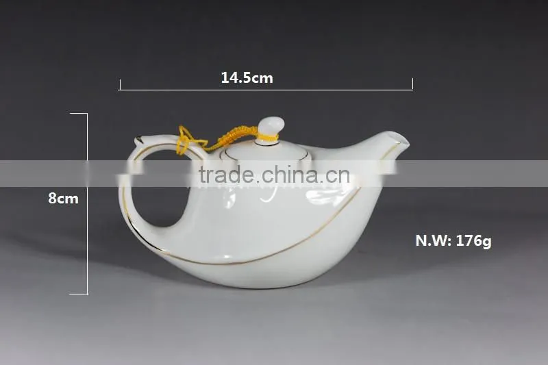 220ml White Porcelain Flying Tea Pot With Golden Line