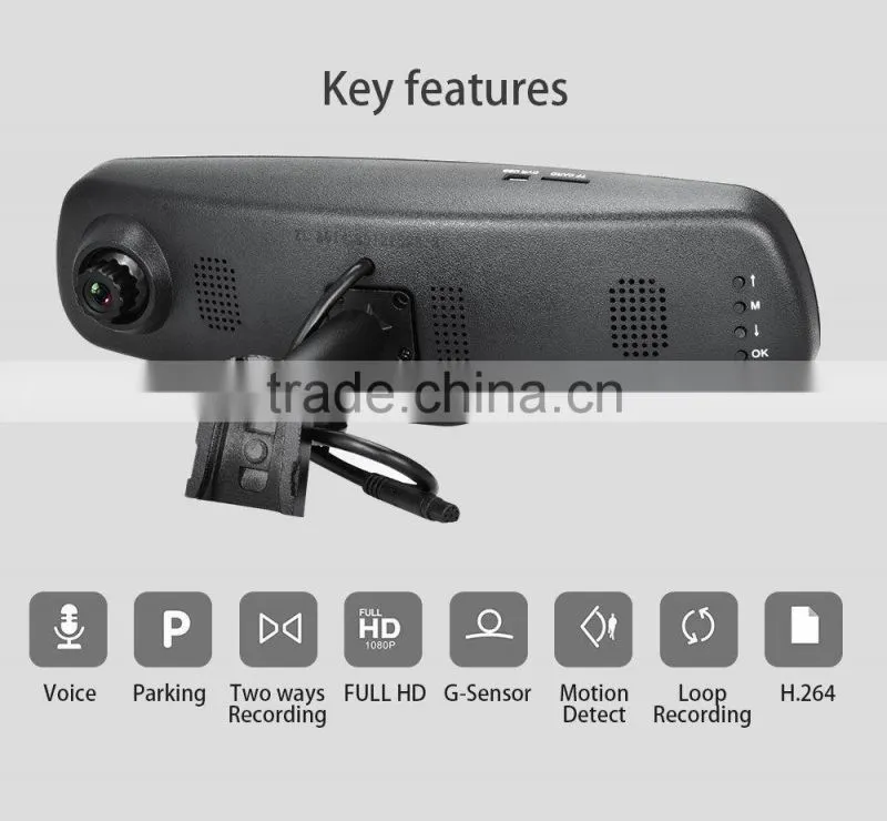 Car rearview mirror monitor+ dvr HD car driving recorder+rearview mirror with rader detector+Auto Dimming Mirror