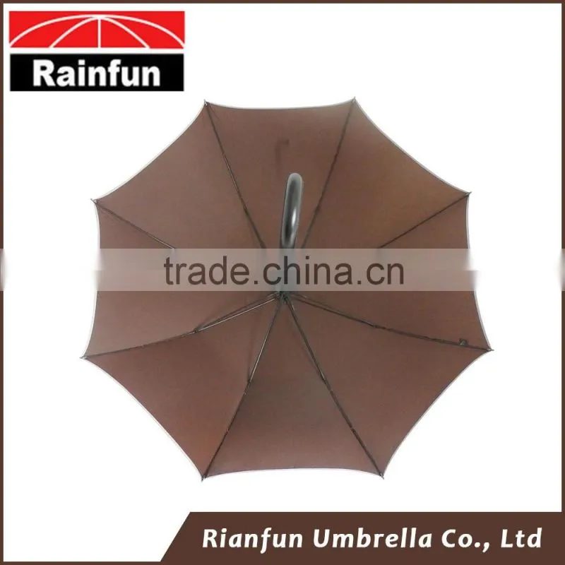 Long 190t pongee leather coated handle umbrella