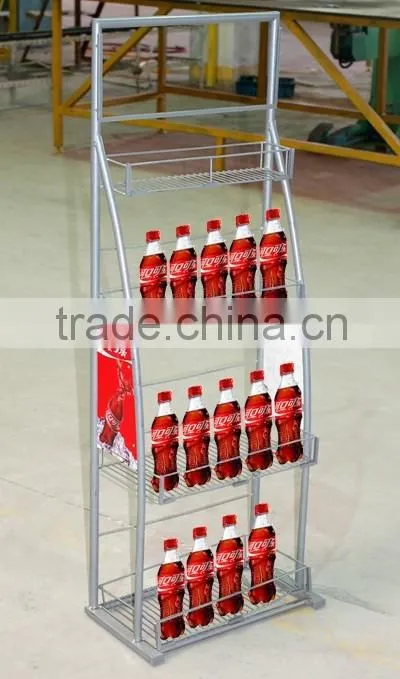 Supurmarket advertisng metal floor standing/ soda bottle display rack