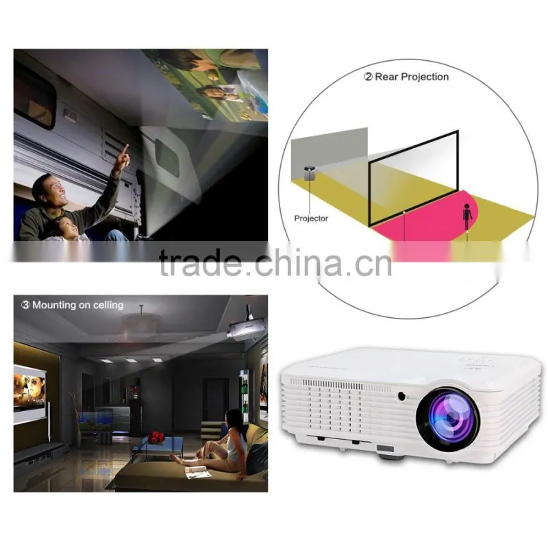 LED LCD Projector Full HD Support 1080P 4500 Lumens 1280x800 Native with Speakers