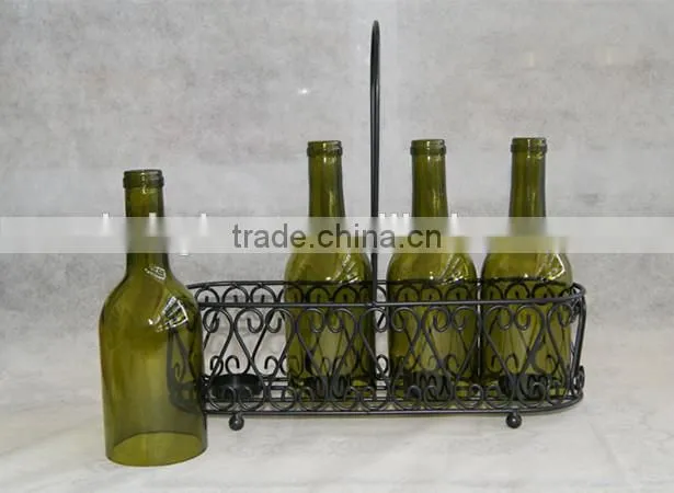 2014 hot sale iron basket candle holders with 4 pcs bottle