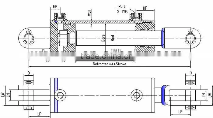 hydraulic cylinder for tipping trailer truck garbage compactor