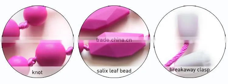 China BPA Free jewellery Silicone Baby Teething Necklaces