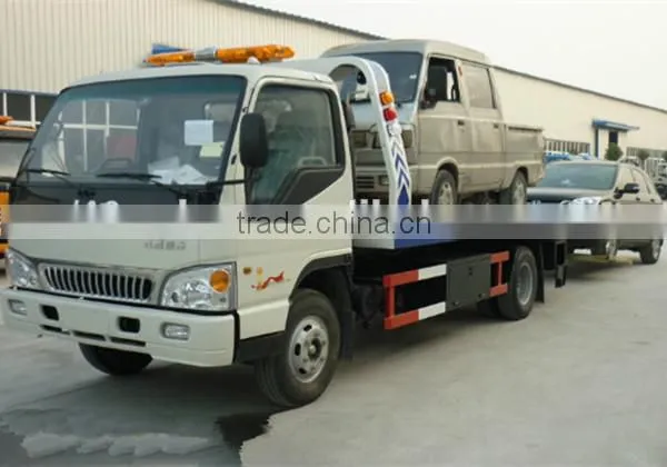 4x2 JAC diesel 4 ton flatbed tow truck wrecker