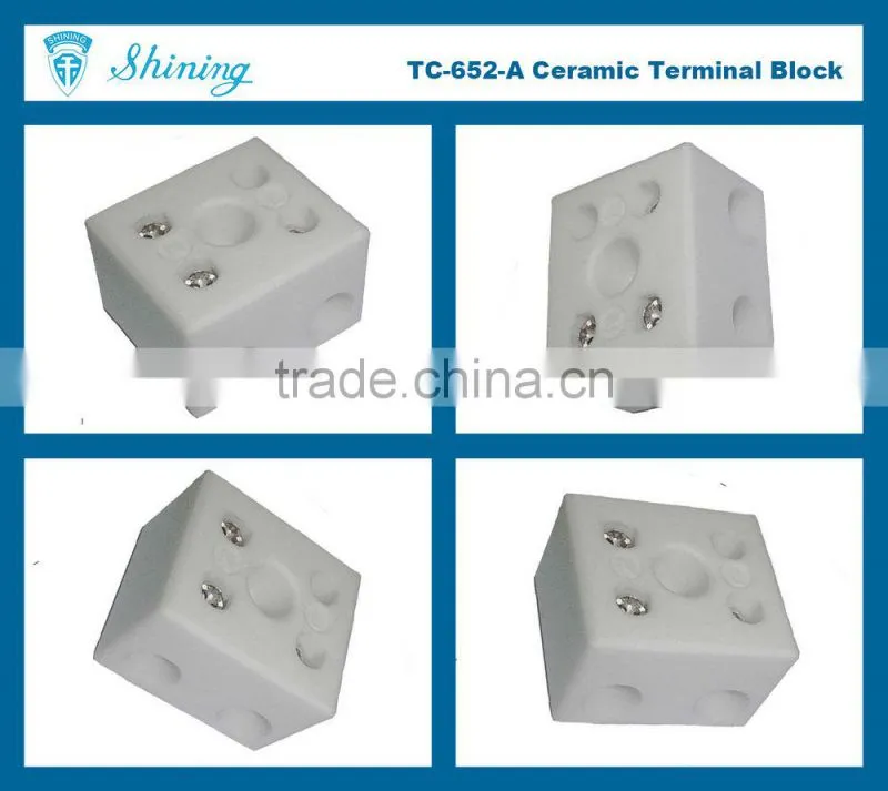 TC-652-A No Glazed Plated 600V 2 Pole 16mm 65A Porcelain Terminal