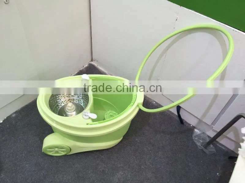 360 SPINNING ROTATING SPIN FLOOR MOP & BUCKET SET + 2 MICROFIBRE CLEANING HEADS