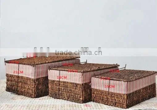 Set of three Coffee Corn rope storage box