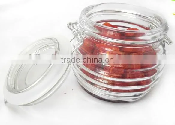 ZIBO wholesale clear cylinder glass lid glass jar with clip lid