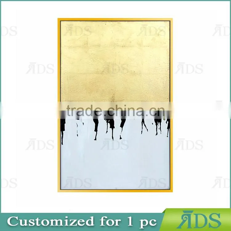 100% Hand Painted Abstract Modern Figure Oil Painting with Gold Foil