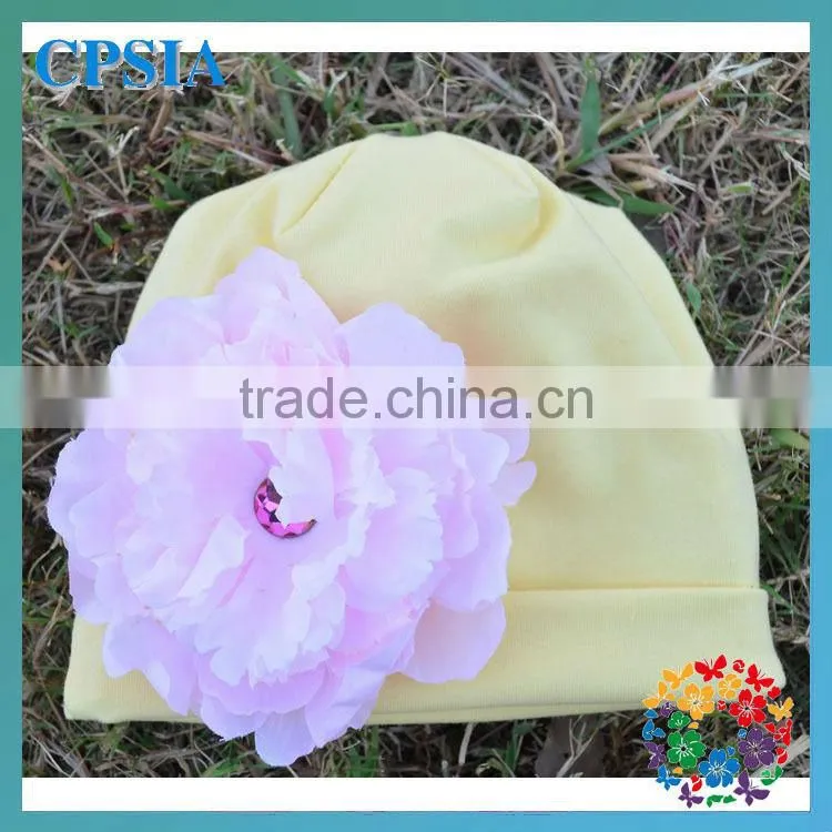 Wholesale organic cotton beanies with daisy flower for infant and toddle