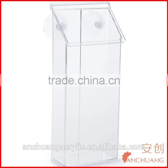 Clear Acrylic Out Door Brochure Holder With Snapping Lid, Window Mount,Wall Mount, Suction Cups Included