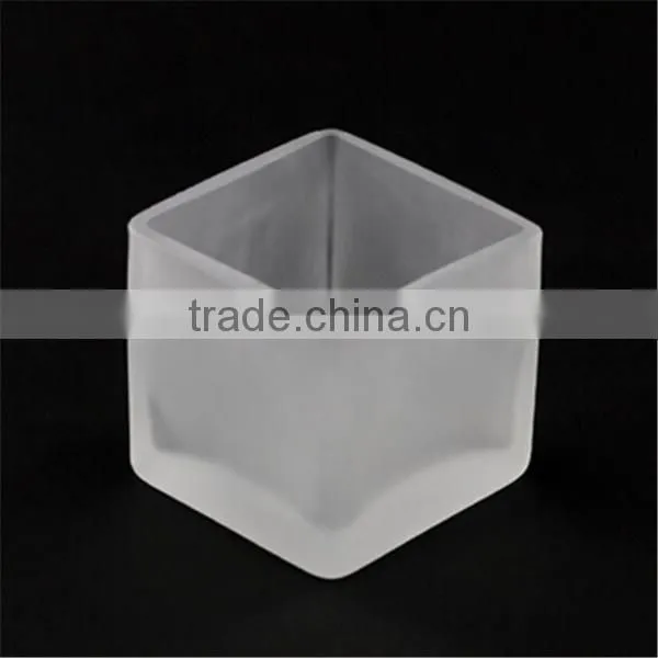 Tealight Frosted Glass Cup/Jar Half Clear Votive Candle Holder/Candlestick
