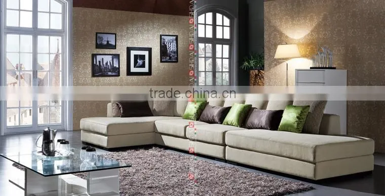 Latest design sofa set, beige linen arabic furniture fabric corner living room sofa