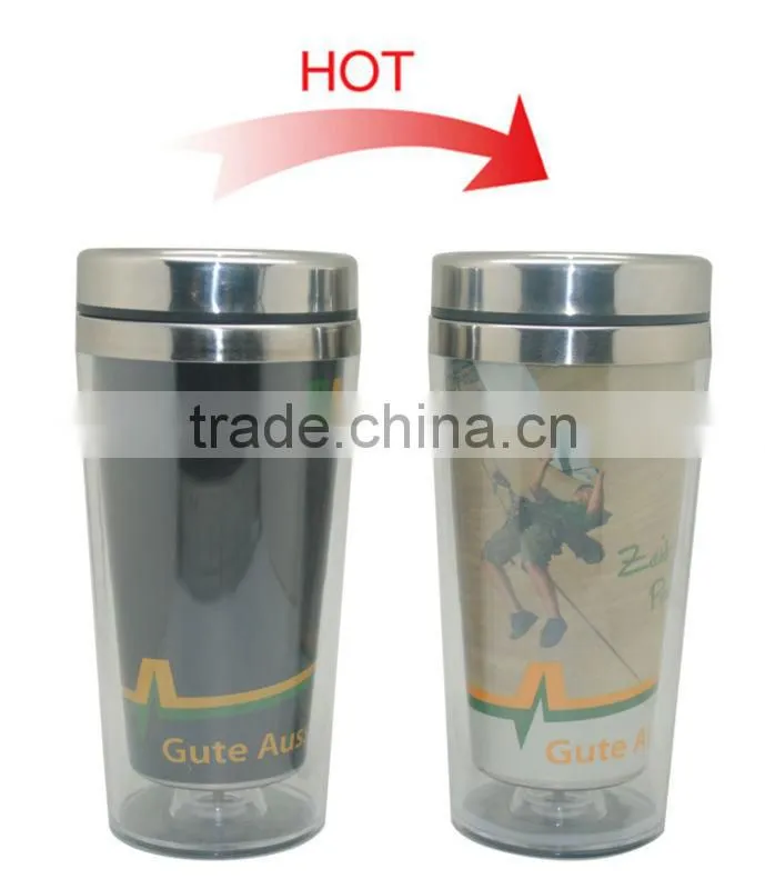 Stainless Steel Travel Double Wall Magic Mug Hot Color Changing