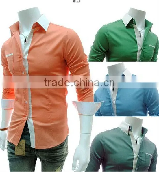Fashion Candy Colors Luxury Collar Mens Fitted Formal Party Casual Dress Shirts