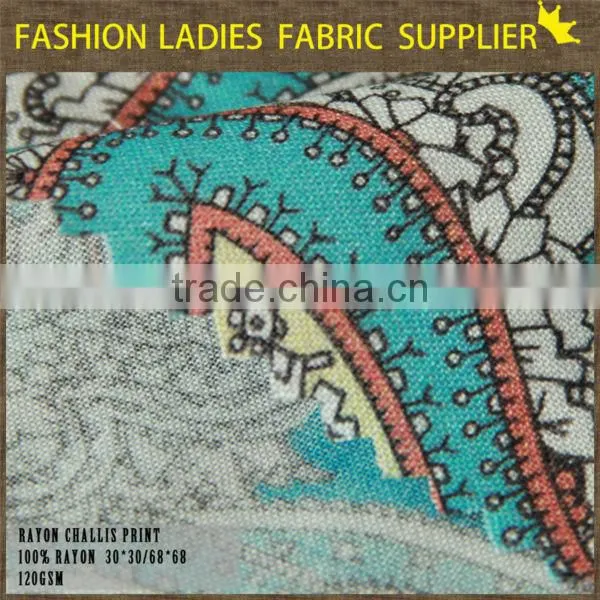 new fashion100% rayon print fabric 3D digital printing flower pattern fabric sloth dress shirt fabric