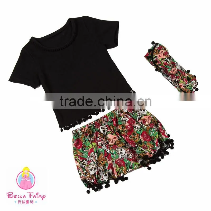 Wholesale High Fashion Kids T Shirt Lace Shorts Baby Girls Summer Boutique Outfits