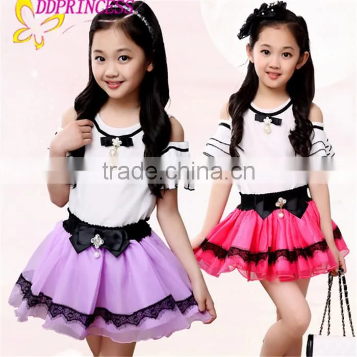 fashion lace big bow ball gown girls two-piece dress princess dress for children