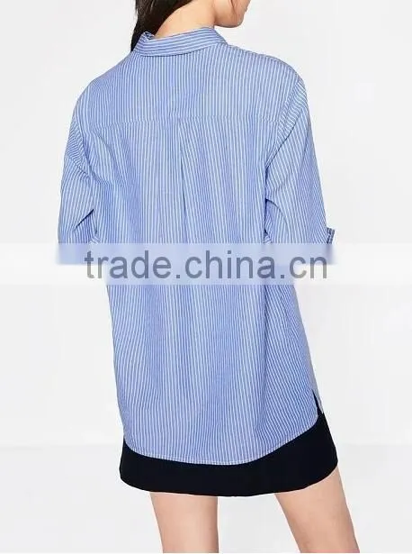 Runwaylover EY2341B New Design 2017 Women Fashion Embroidery Stripe Blouse