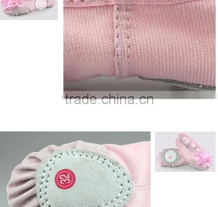 Big Flower Design Children Girls Soft Sole Ballet Shoes Canvas Ballet Dance Shoes For Kids